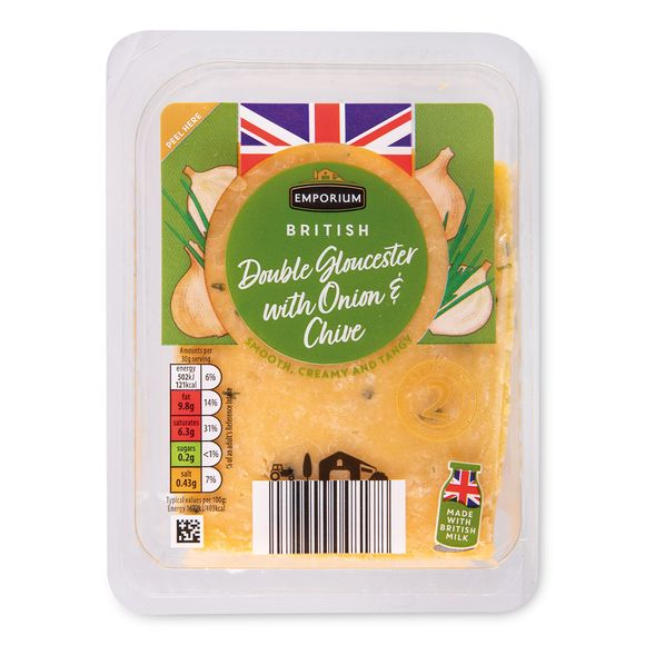 British Double Gloucester Cheese With Onion & Chives 200g Emporium